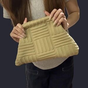 Geometric Tan Clutch with Textured Design